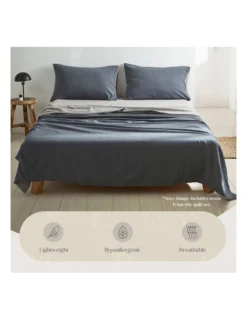 Cotton King Sheet Set In Blue/Dark Grey -Furniture Series Store 884107090 5 720x928