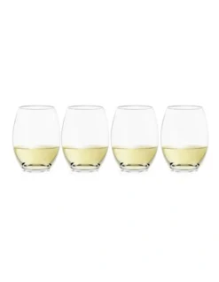 Set Of 4 White Wine Stemless Glass Set Clear