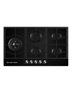 5 Burner Gas On Black Krystal Glass Cooktop With Wok Burner 90cm GCTK9012