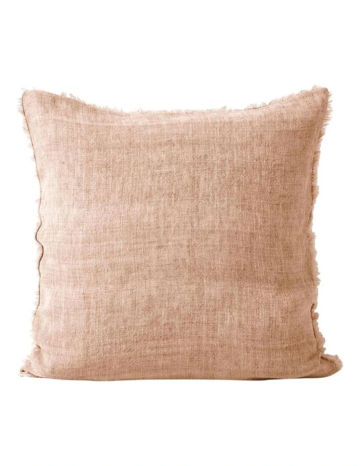 Vintage Linen Fringe Cushion In Pink Clay 3 Vintage Linen Fringe Cushion In Pink Clay
