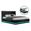 Lumi Gas Lift Bed Frame King Black Leather
