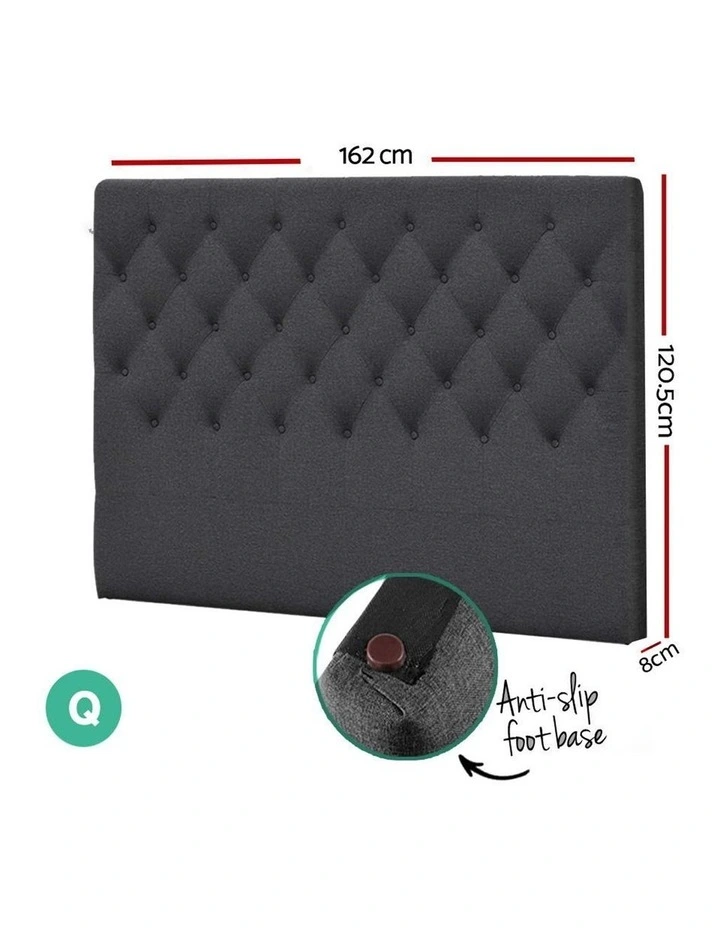 Cappi Fabric Bed Head Queen Size Charcoal 4 Cappi Fabric Bed Head Queen Size Charcoal - Image 2