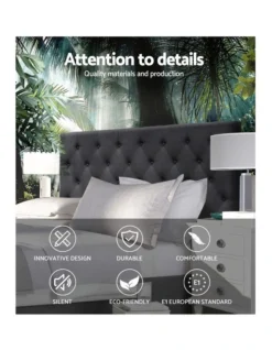 Cappi Fabric Bed Head Queen Size Charcoal 12 Cappi Fabric Bed Head Queen Size Charcoal -Furniture Series Store 888618700 4 720x928