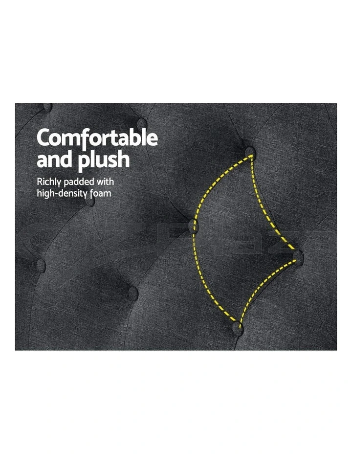 Cappi Fabric Bed Head Queen Size Charcoal 7 Cappi Fabric Bed Head Queen Size Charcoal - Image 5