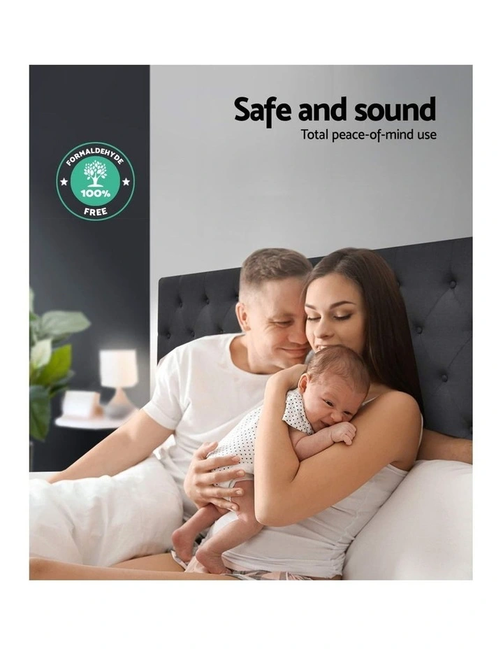 Cappi Fabric Bed Head Queen Size Charcoal 9 Cappi Fabric Bed Head Queen Size Charcoal - Image 7