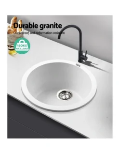 Stone Kitchen Sink Round 430MM Granite White -Furniture Series Store 888634900 4 720x928