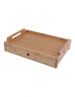 Bamboo Serving Tray With Drawer
