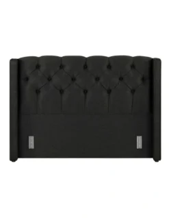 Luxor Tufted & Wing Headboard 120 Obsidian