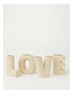 Letter V Ceramic Vase 15.3x5.3x15.2cm In Beige -Furniture Series Store 897112090 4 720x928