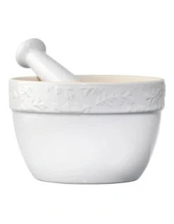 Olive Mortar & Pestle In White