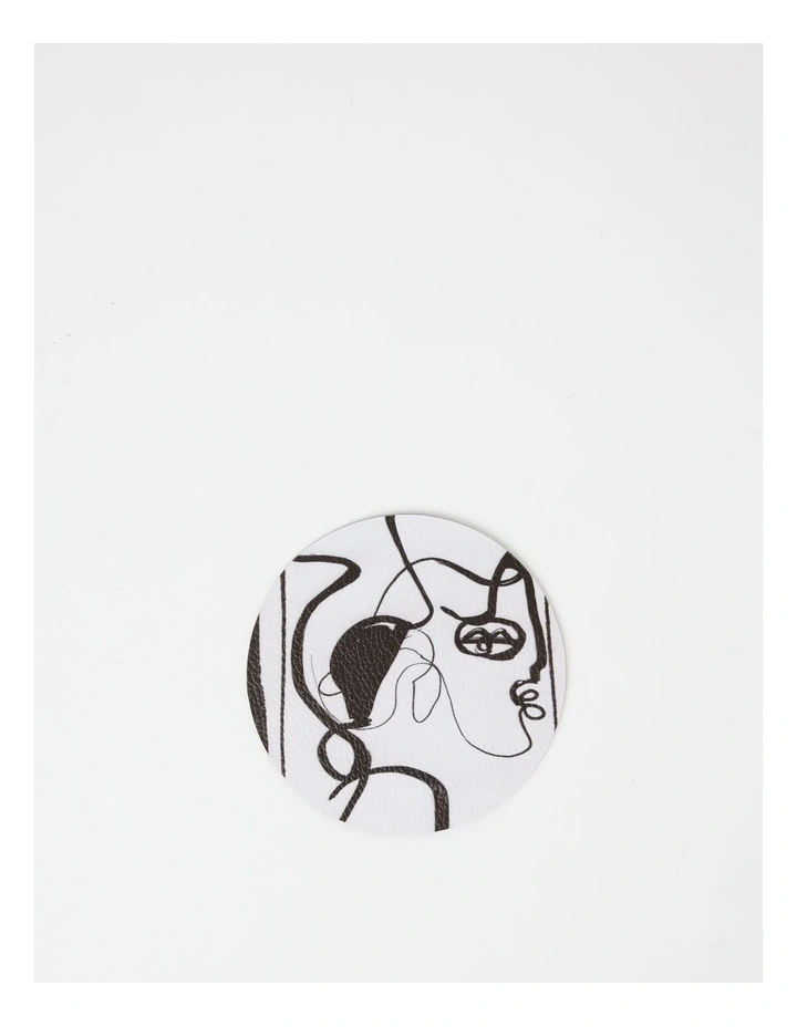 Leather Look Coaster Faces In Black And White Round 3 Leather Look Coaster Faces In Black And White Round