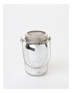 Heritage Solar LED Mercury Jar 7x8x13cm In Silver