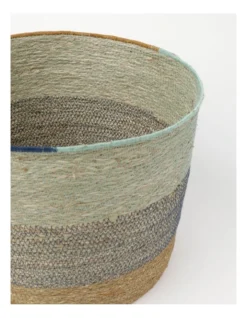 Summer Seagrass Storage Basket Small 36x36x28cm In Natural/Blue -Furniture Series Store 898399270 3 720x928
