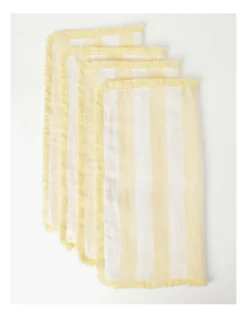 Fringed Linen Napkin Set Of 4 Wide Stripe In Yellow -Furniture Series Store 900877060 3 1 720x928