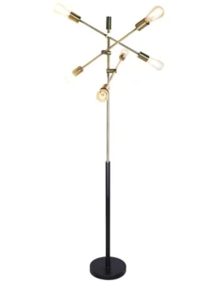 Sputnik Floor Lamp Metal With 6 Lights Gold