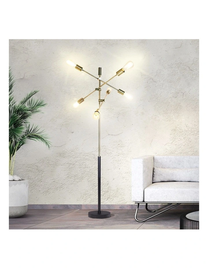 Sputnik Floor Lamp Metal With 6 Lights Gold 5 Sputnik Floor Lamp Metal With 6 Lights Gold - Image 3