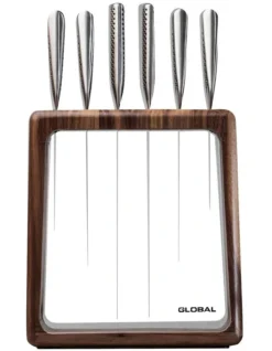 Global Hashira 7 Piece Knife Block Set Walnut