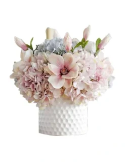 Artificial Pink Hydrangea Magnolia Floral Arrangement