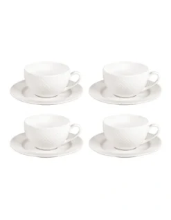 Prominence 4-piece Cup & Saucer Set White
