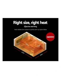 Electric 2400W Infrared Radiant Strip Heater Black RHP-E76RC-2400-BK -Furniture Series Store 925296760 5 720x928