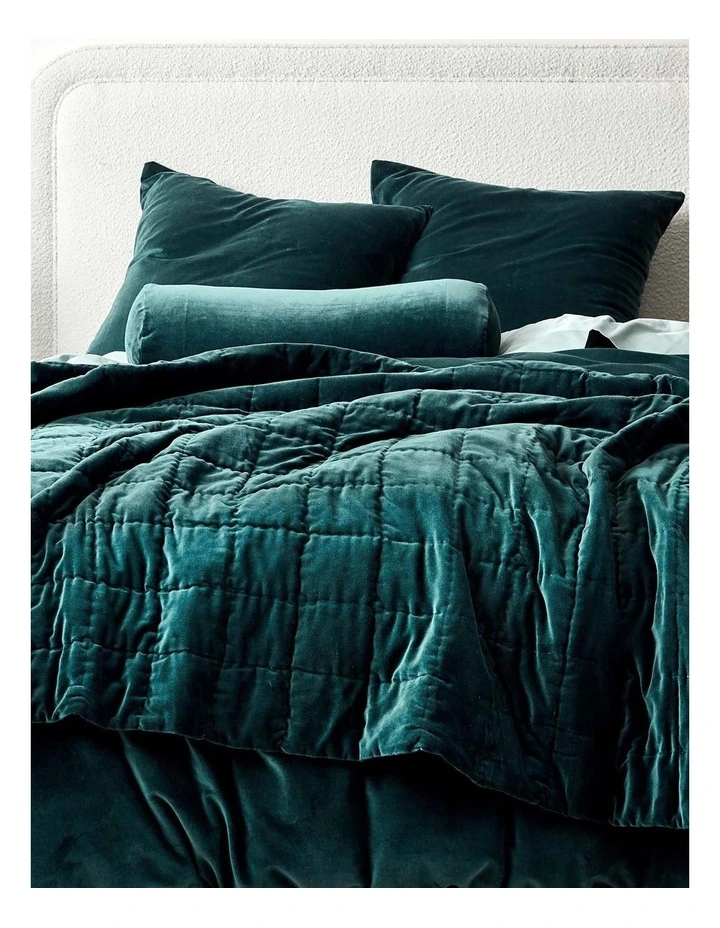Luxury Velvet Coverlet Indian Teal 4 Luxury Velvet Coverlet Indian Teal - Image 2