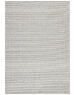 Studio Oskar Felted Wool Striped Rug In Grey White