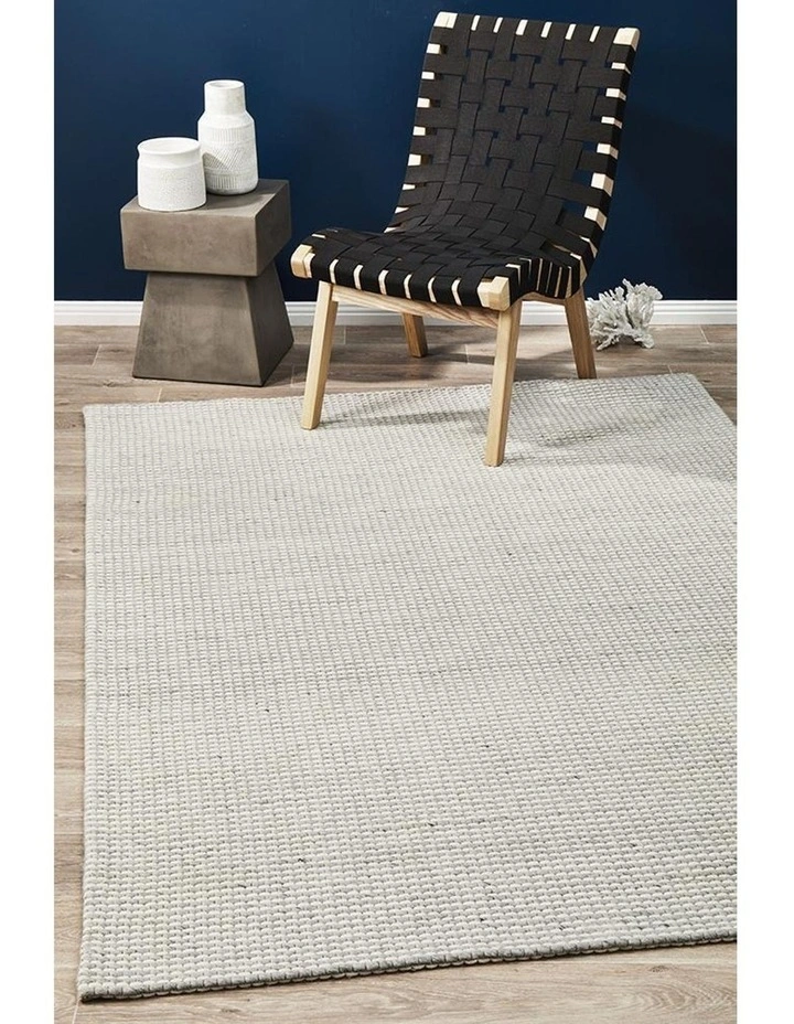 Studio Oskar Felted Wool Striped Rug In Grey White 4 Studio Oskar Felted Wool Striped Rug In Grey White - Image 2