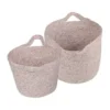 Cotton Rope String Carry Handles Storage Baskets 2 Piece In Taupe