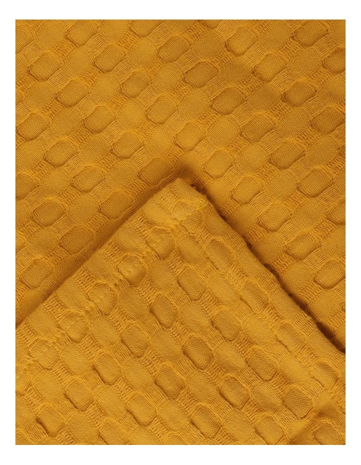 Heritage Turkish Cotton Waffle Blanket In Mustard 5 Heritage Turkish Cotton Waffle Blanket In Mustard - Image 3