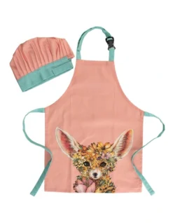 Maxwell & Williams Marini Ferlazzo Wild Planet Kids Apron & Hat Set Fennec Fox In Pink