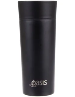 Oasis Stainless Steel Double Wall Insulated Travel Mug 360ml In Black