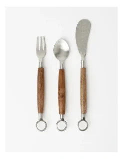 Alpha Hammered Antipasto Set Of 3 In Natural