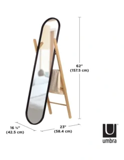 Umbra Hub Floor Mirror In Black/Natural -Furniture Series Store 938047330 3 720x928