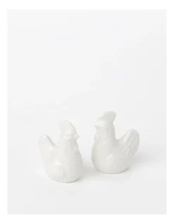 Heritage Garden To Table Floral Chicken Salt & Pepper Set 7.5x9x9.5cm In White