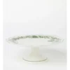 Heritage Green Toile Floral Footed Cake Stand Scalloped In Green -Furniture Series Store 946524790 1 720x928