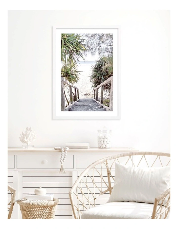 Profile Wategos Beach Stairs Art Print A3 In White Frame Australian Made 5 Profile Wategos Beach Stairs Art Print A3 In White Frame Australian Made - Image 3