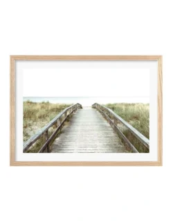Profile Wooden Beach Path Art Print A2 In Natural Frame Australian Made