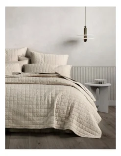 Reilly Stripe Bedcover In Dust