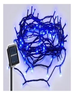Solar 420 LED Fairy Light Chain Dark Green Cable 4 Colour Options In Blue