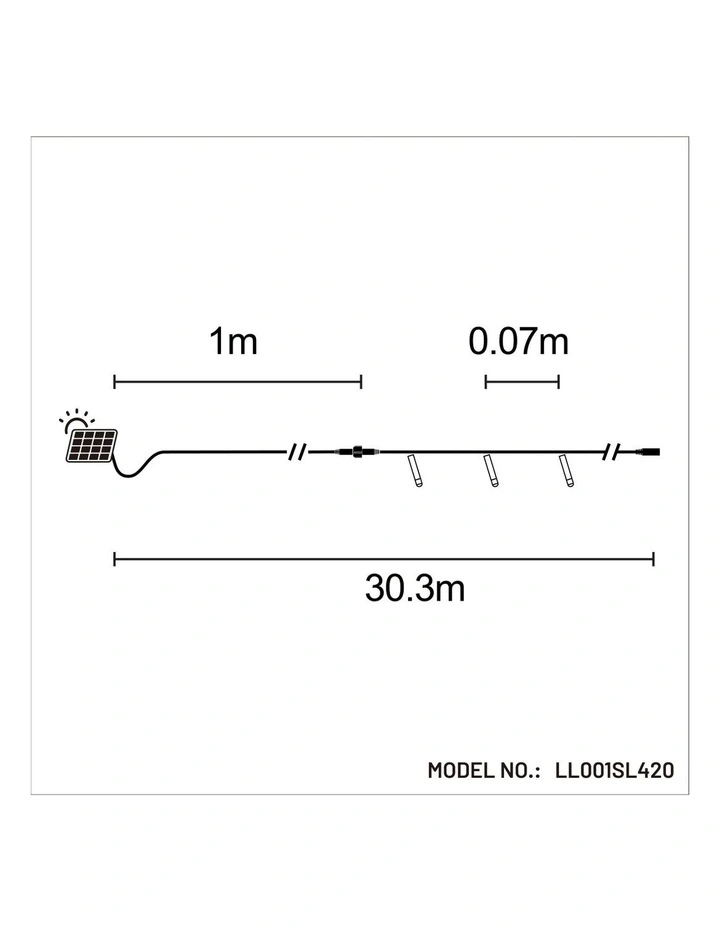 Solar 420 LED Fairy Light Chain Dark Green Cable 4 Colour Options In Blue 5 Solar 420 LED Fairy Light Chain Dark Green Cable 4 Colour Options In Blue - Image 3