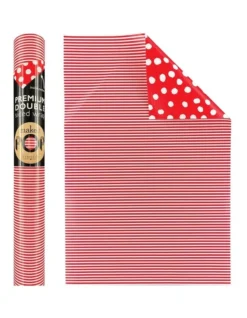 Simson Red Stripe With Dotty White Pattern Roll Wrap