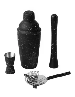 Mixologist 550ml Cocktail Bartender 4 Piece Set In Black
