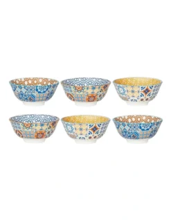 Porcelain Moroccan Soup Bowls Set Of 6 In Multi
