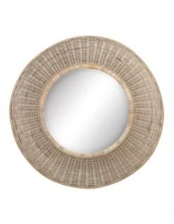 Moonah Round Rattan Wall Mirror 90cm In Natural
