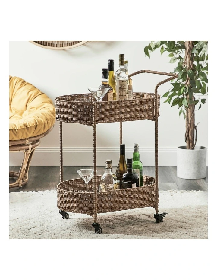 Soda Rattan Bar Cart In Natural 4 Soda Rattan Bar Cart In Natural - Image 2
