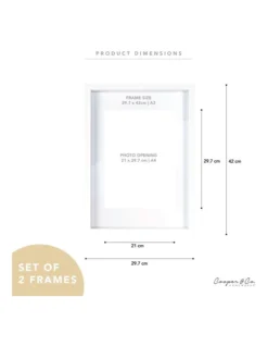 Set Of 2 A3 Mat To A4 Shadow Box Photo Frames In White -Furniture Series Store 954985690 3 720x928