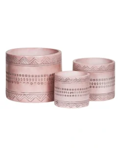 Idaho Terracotta Planter Pots Set Of 3 In Pink