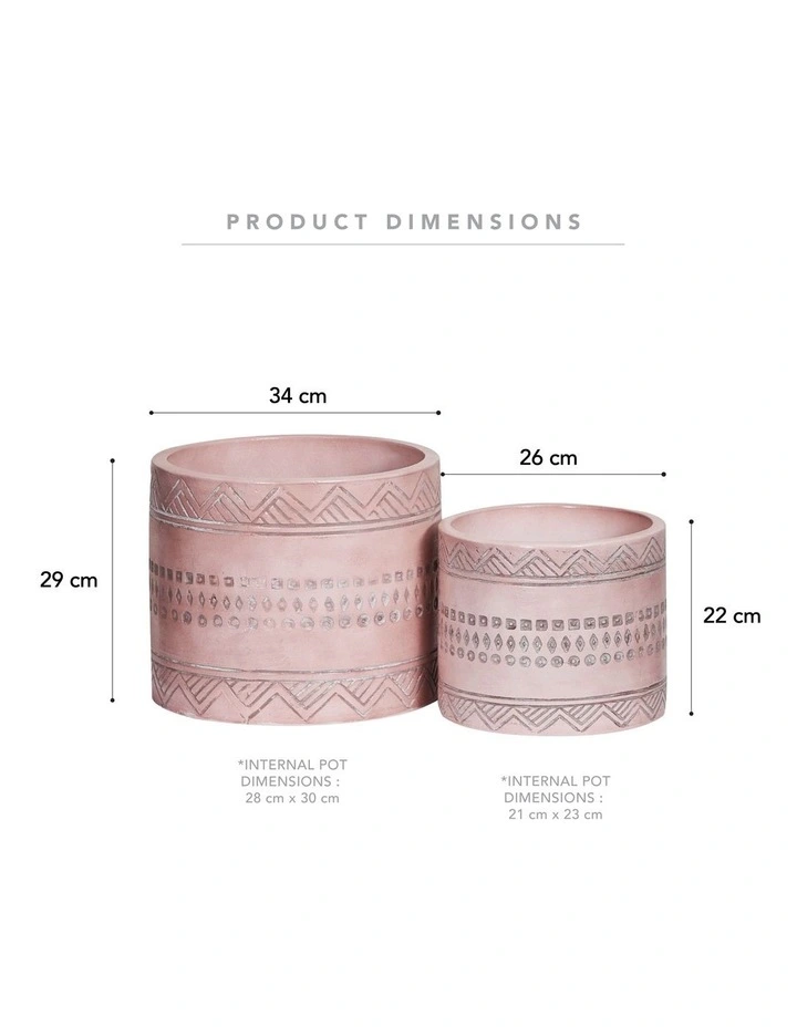 Idaho Terracotta Planter Pots Set Of 2 In Pink 5 Idaho Terracotta Planter Pots Set Of 2 In Pink - Image 3