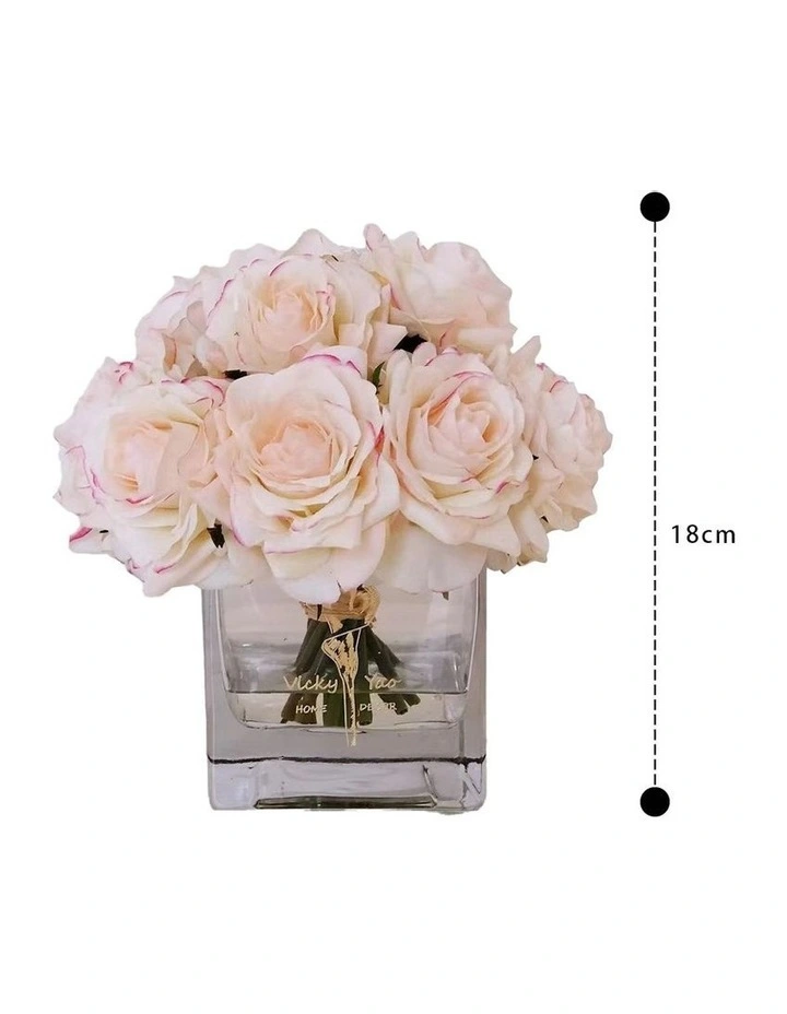 Real Touch Luxury Faux Champagne Pink Rose Arrangement With Fake Water 4 Real Touch Luxury Faux Champagne Pink Rose Arrangement With Fake Water - Image 2