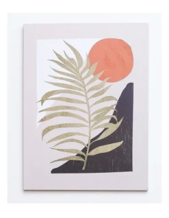 Golden Tree Branch Under The Sun Frameless Canvas Wall Art